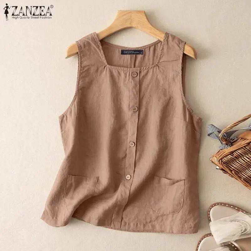 ZANZEA – débardeur sans manches - Éclat Ô quotidien