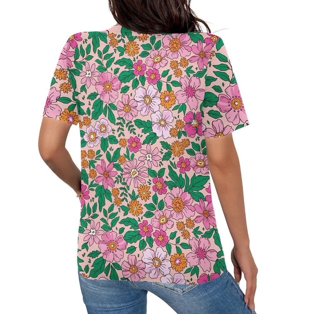 T-Shirt à motif Floral rose moderne - Éclat Ô quotidien