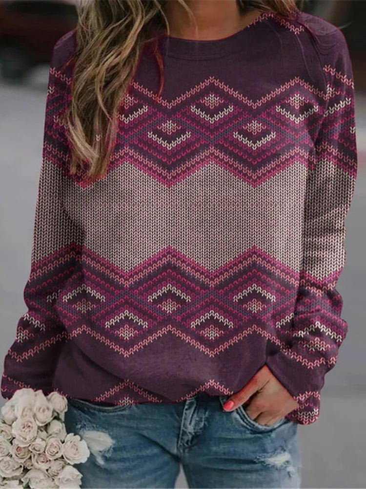 Pull polyester imprimé géométrique - Éclat Ô quotidien