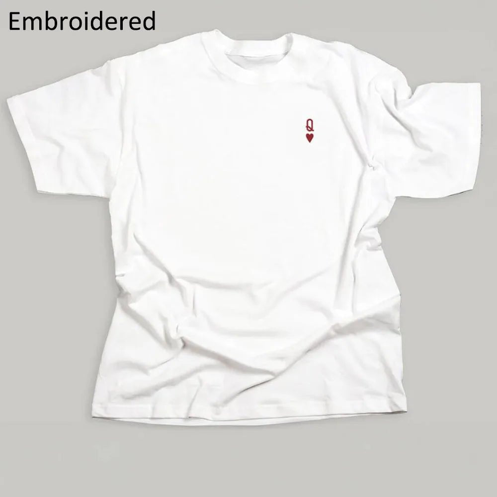 T-shirts reine de coeur Lettre Brodée - Éclat Ô quotidien
