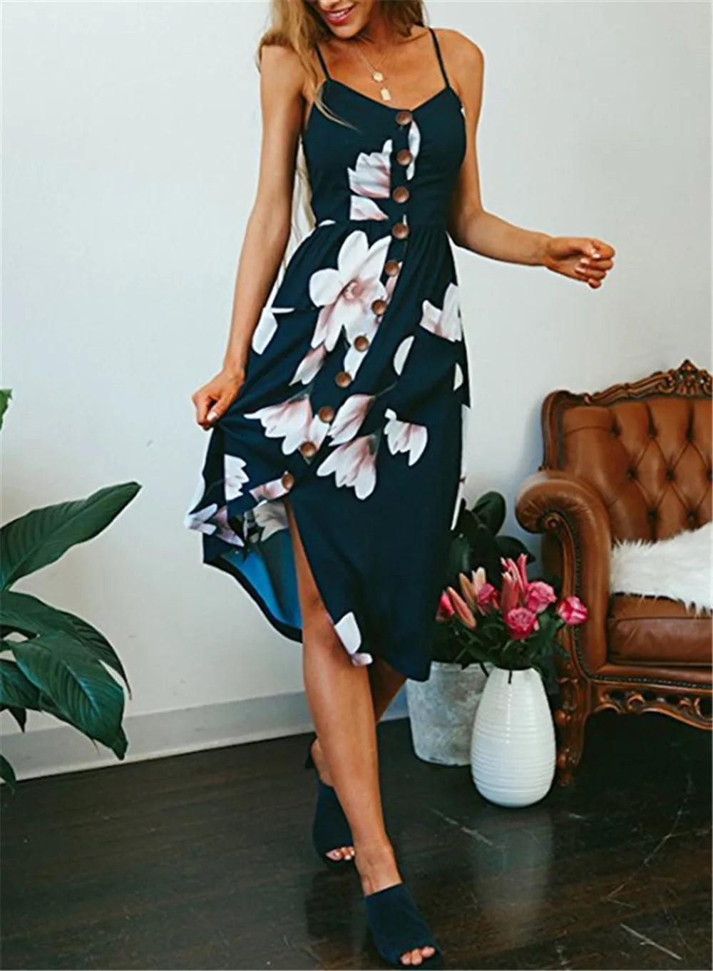 Robe Imprimée à Bretelles - Éclat Ô quotidien