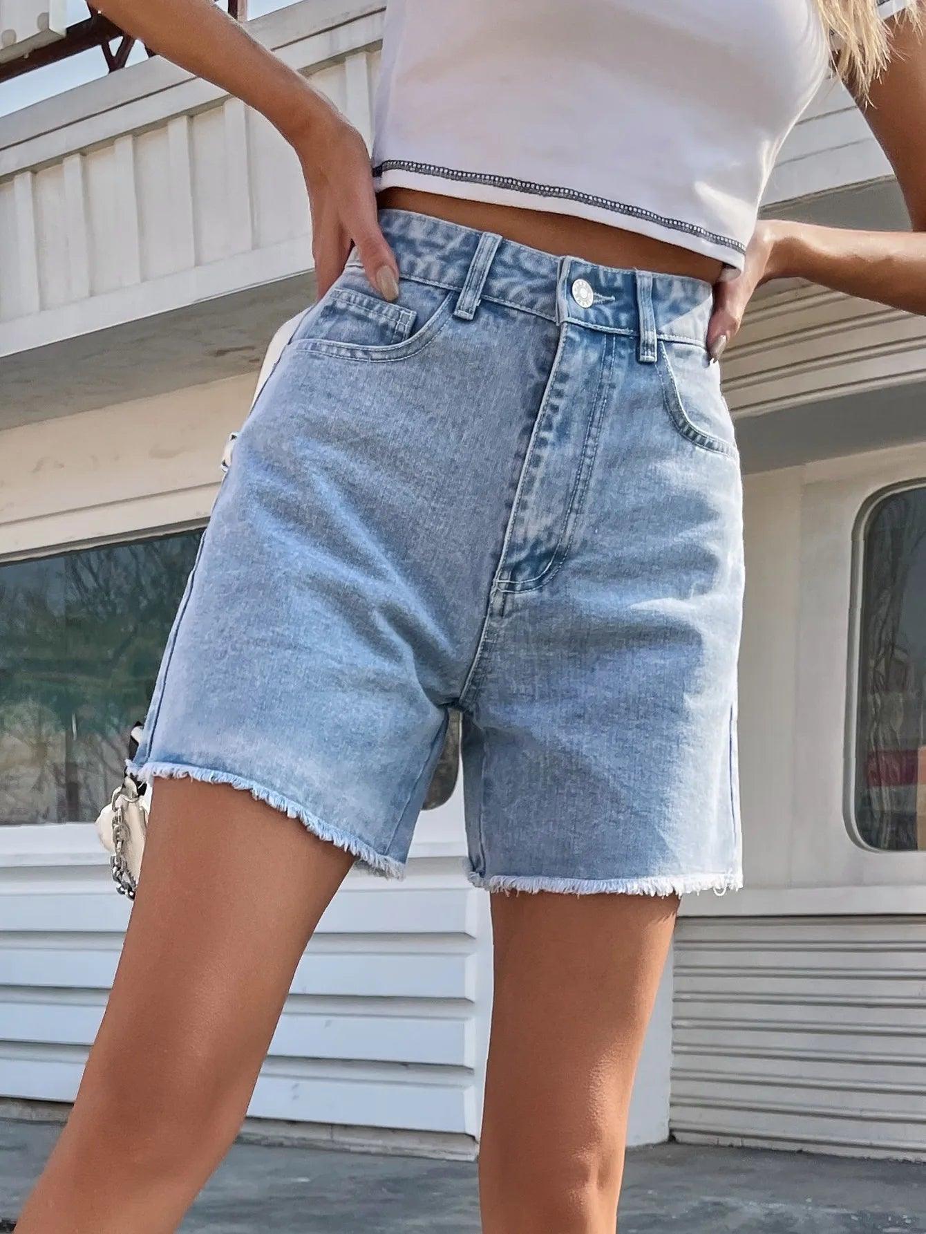 Short en denim taille haute - Éclat Ô quotidien