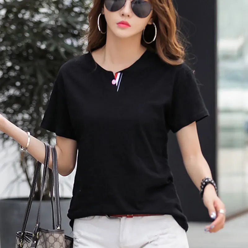 T-shirt Femme Été Bambou & Coton – Style Coréen - Éclat Ô quotidien