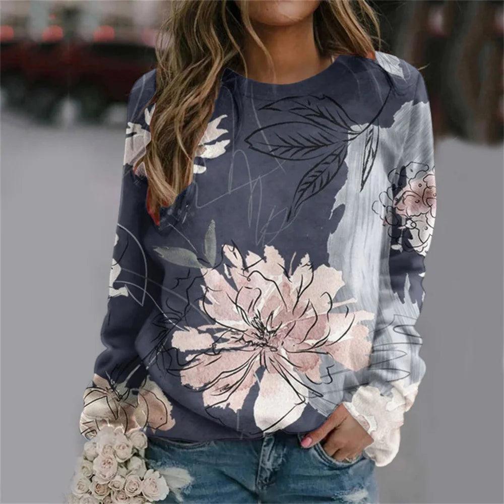 Sweat-shirt floral à manches longues - Éclat Ô quotidien