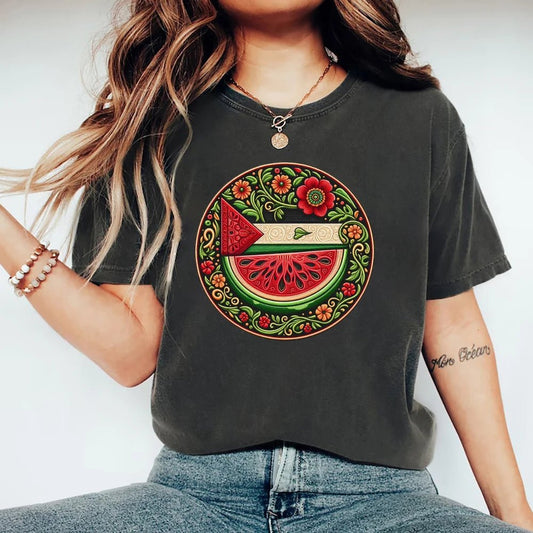 Symbole de pastèque liberté chemise pastèque drapeau T-shirt hommes femmes à manches courtes T-shirts droits humains T-shirt paix et amour T-shirts - Éclat Ô quotidien