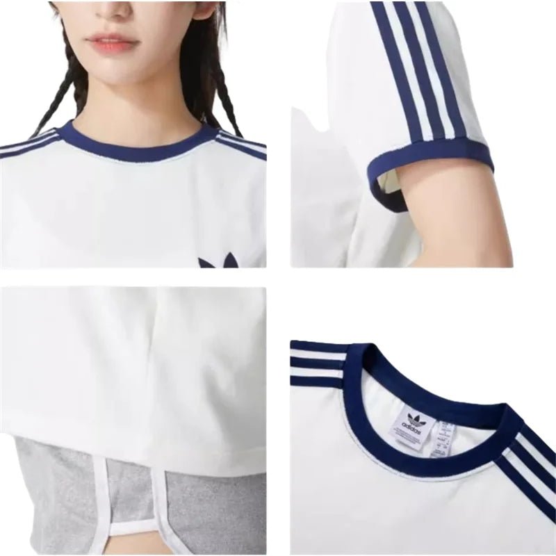 T-Shirt Adidas sportif blanc et bleu - Éclat Ô quotidien