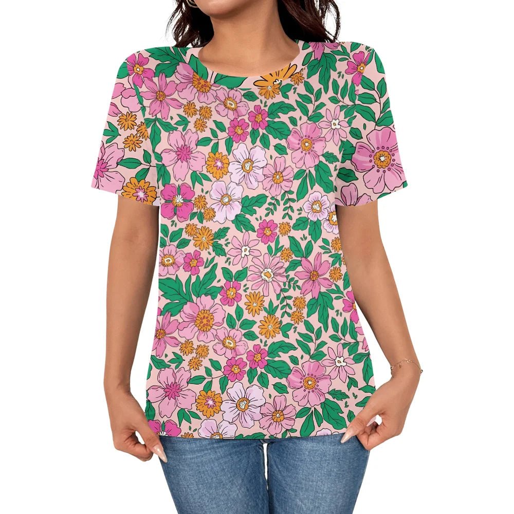 T-Shirt à motif Floral rose moderne - Éclat Ô quotidien